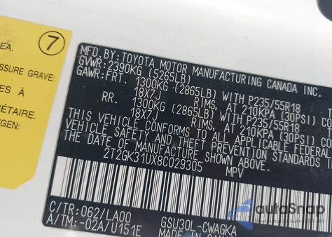 2008 Lexus Rx 350 from USA, damaged, VIN 2T2GK31UX8C029305